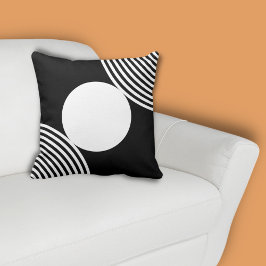 Cojín Decorativo Patrón minimalista de cuentas en blanco y negro