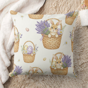Cojín Decorativo Patrón minimalista de Pascua de conejo pastel de p