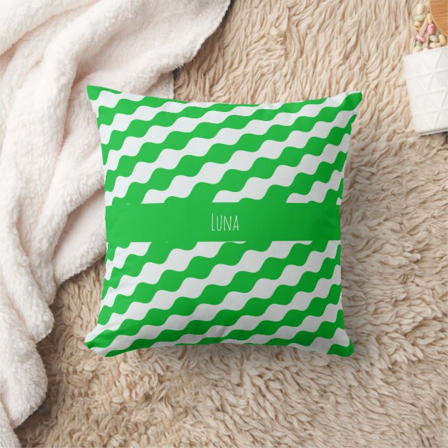 Cojín Decorativo Patrón mínimo blanco verde de ojos (Manta)