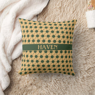 Cojín Decorativo Patrón mínimo de círculo verde amarillo
