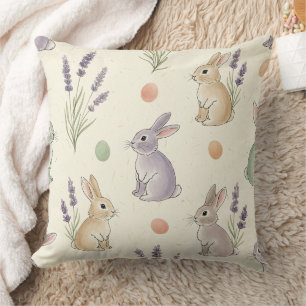 Cojín Decorativo Patrón Mínimo de Pascua de Conejo Pastel de Primav