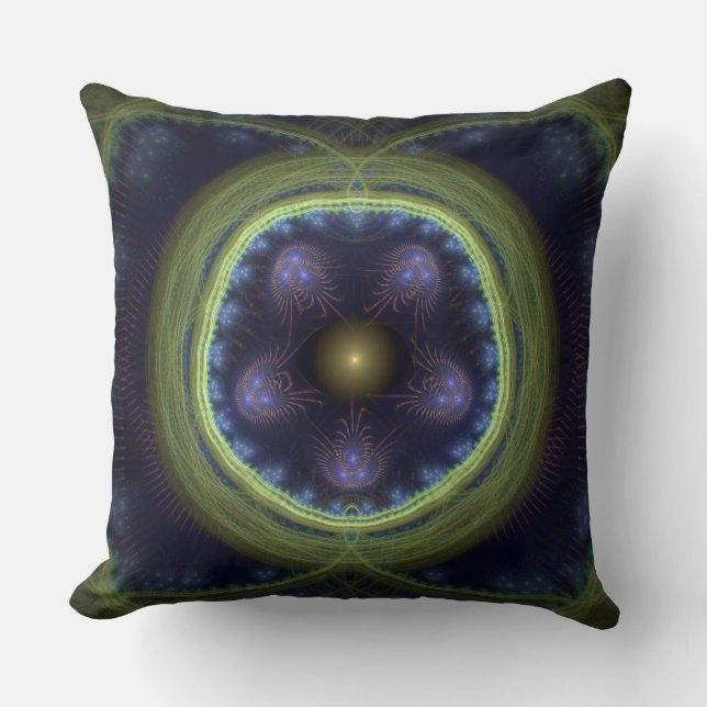 Cojín Decorativo Patrón místico místico azul celestial fractal (Anverso)