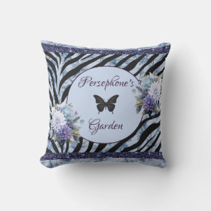 Cojín Decorativo Patrón mixto floral azul y púrpura
