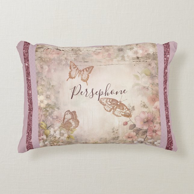 Cojín Decorativo Patrón mixto rosa floral (Anverso)