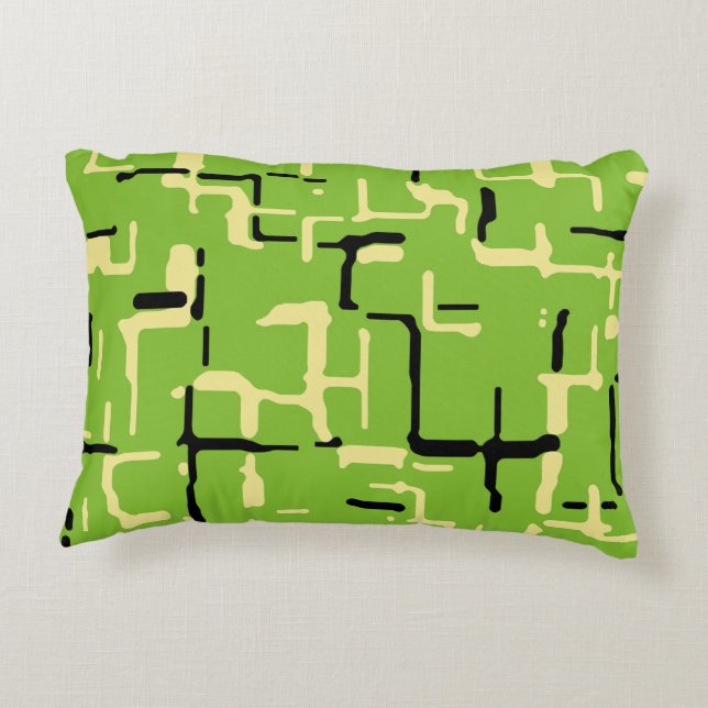 Cojín Decorativo Patrón moderno amarillo negro verde (Reverso)