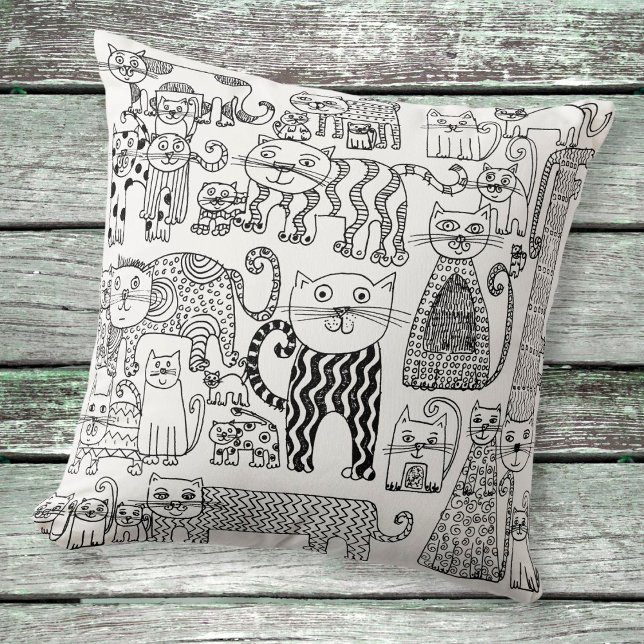 Cojín Decorativo Patrón moderno Boho de gatos negros y blancos (Subido por el creador)
