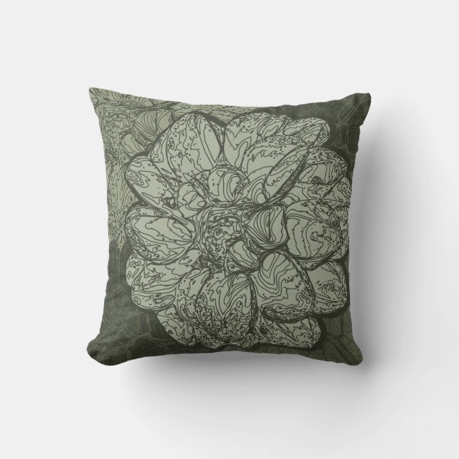 Cojín Decorativo Patrón moderno de Dahlia con flor verde sabio (Anverso)