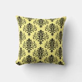 Cojín Decorativo Patrón moderno de Damasco amarillo negro