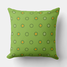 Cojín Decorativo Patrón Moderno de Diente de León Verde y Naranja