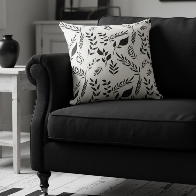 Cojín Decorativo Patrón moderno de hojas botánicas Blanco (Subido por el creador)