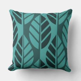 Cojín Decorativo Patrón moderno de hojas turquesas