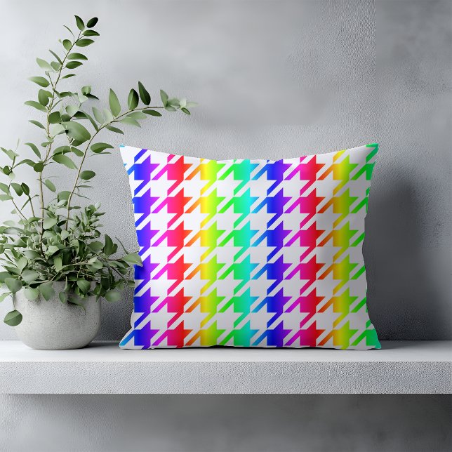Cojín Decorativo Patrón Moderno de Houndstooth de Arcoíris (Subido por el creador)