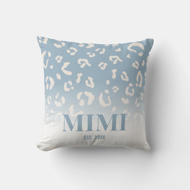 Cojín Decorativo Patrón moderno de leopardo azul Mimi personalizado (Anverso)