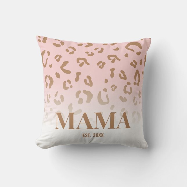 Cojín Decorativo Patrón Moderno de Leopardo Rosa Personalizado Mama (Anverso)