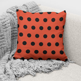 Cojín Decorativo Patrón moderno de lunares naranja y negro