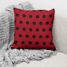 Cojín Decorativo Patrón moderno de lunares rojos y negros