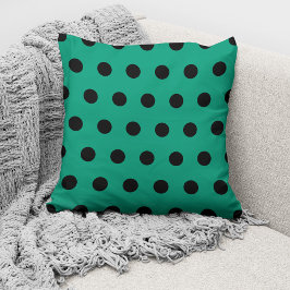 Cojín Decorativo Patrón moderno de lunares verdes esmeralda y negro