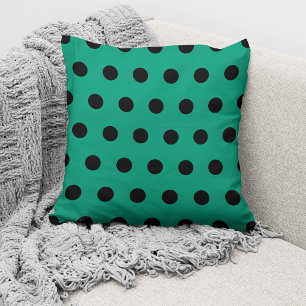 Cojín Decorativo Patrón moderno de lunares verdes esmeralda y negro