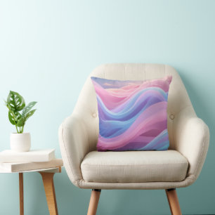 Cojín Decorativo Patrón moderno de ondulación azul y violeta rosa