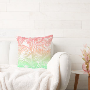 Cojín Decorativo Patrón moderno de palmeras tropicales coral turque