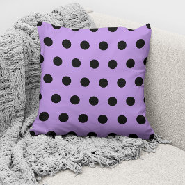 Cojín Decorativo Patrón moderno de puntos de polka morado y negro