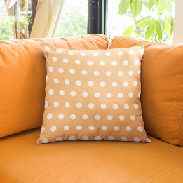 Cojín Decorativo Patrón moderno de puntos de polka Naranja pálido