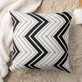 Cojín Decorativo Patrón moderno de zig zag en blanco y negro