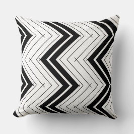 Cojín Decorativo Patrón moderno de zig zag en blanco y negro