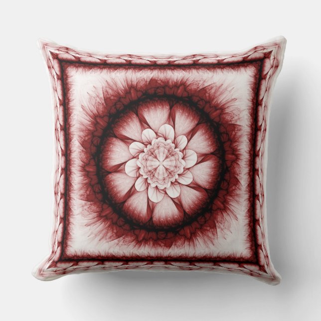 Cojín Decorativo Patrón moderno floral rojo (Anverso)