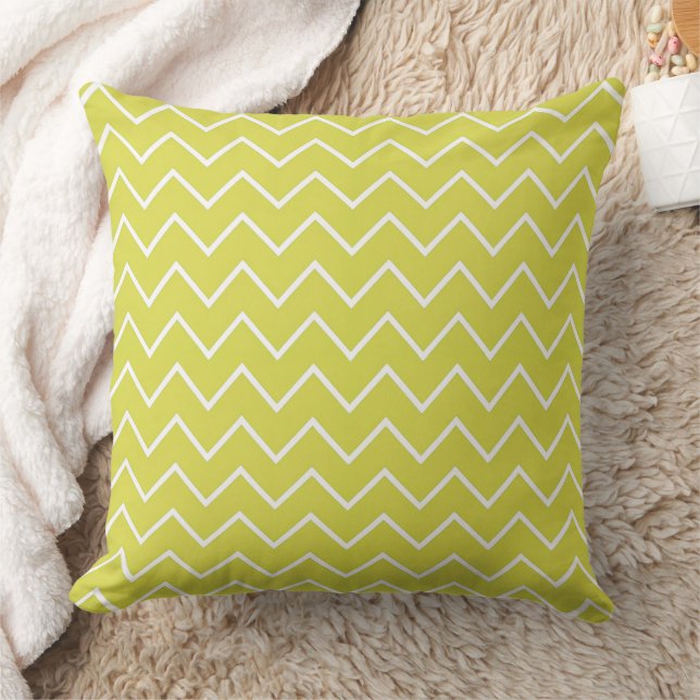 Cojín Decorativo Patrón moderno fluorescente verde Zig Zag Chevron (Manta)