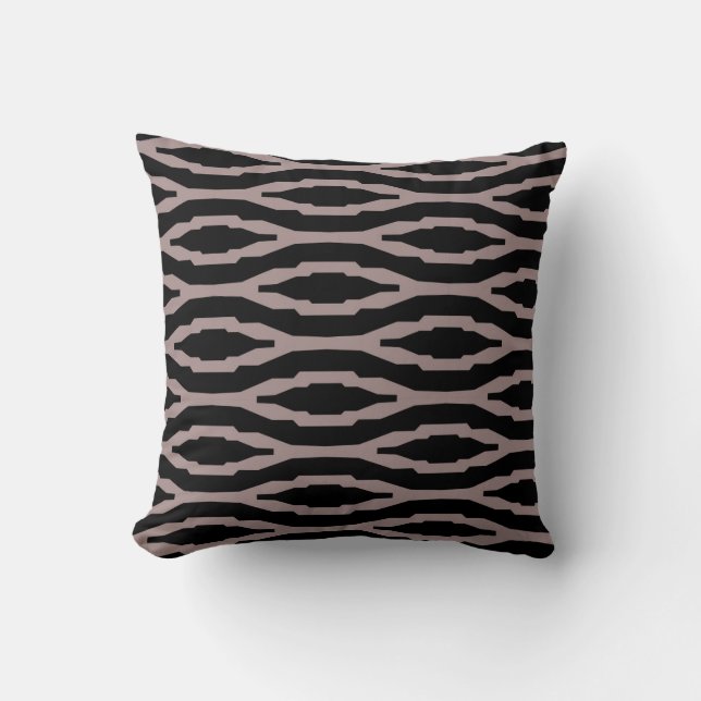 Cojín Decorativo Patrón moderno geométrico rosa y negro Santa Fe (Anverso)