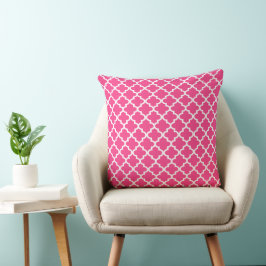 Cojín Decorativo Patrón moderno Magenta Rosa Marroquí de Quatrefoil