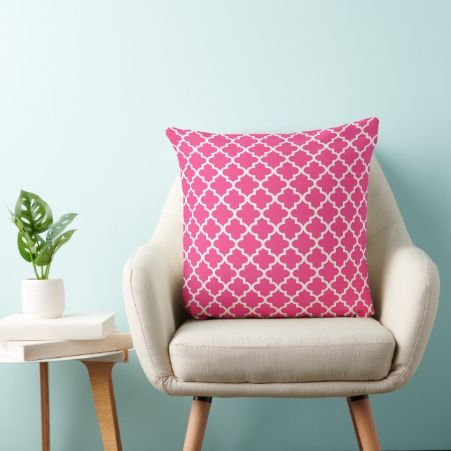 Cojín Decorativo Patrón moderno Magenta Rosa Marroquí de Quatrefoil (Silla)