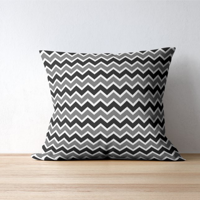 Cojín Decorativo Patrón moderno monocromo negro de chevron gris (Subido por el creador)
