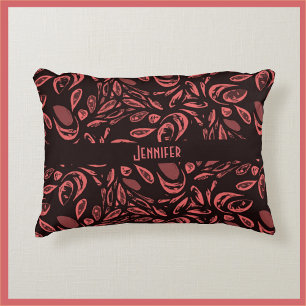 Cojín Decorativo Patrón moderno negro, rojo cálido de lágrimas