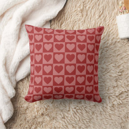 Cojín Decorativo Patrón moderno retro rojo y rosa del corazón Minim