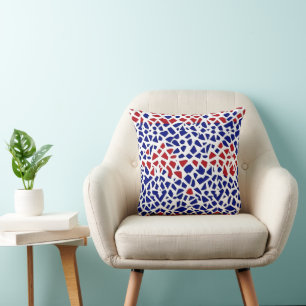 Cojín Decorativo Patrón mosaico azul rojo