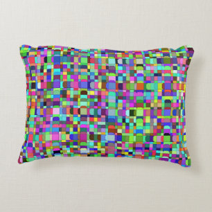 Cojín Decorativo Patrón multicolor de formas de cuadrados abstracto