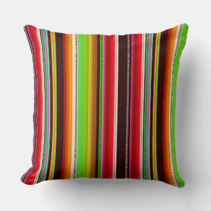 Cojín Decorativo Patrón multicolor de rayas de serape de cantina