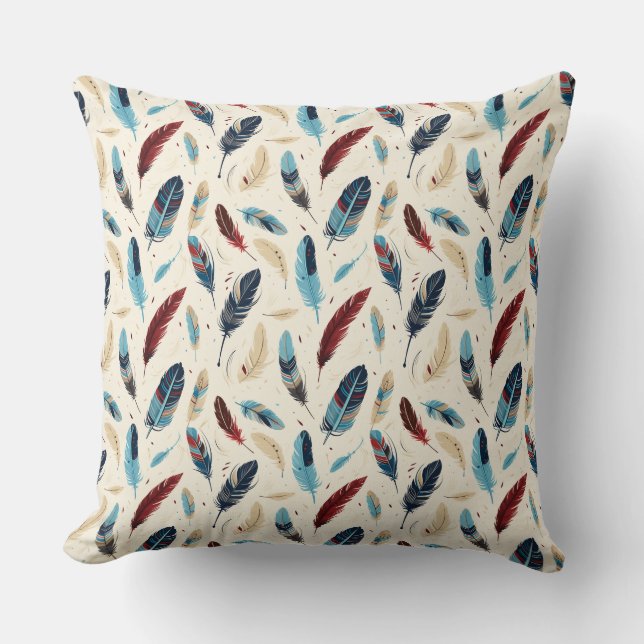 Cojín Decorativo Patrón nativo americano de plumas del sudoeste (Anverso)