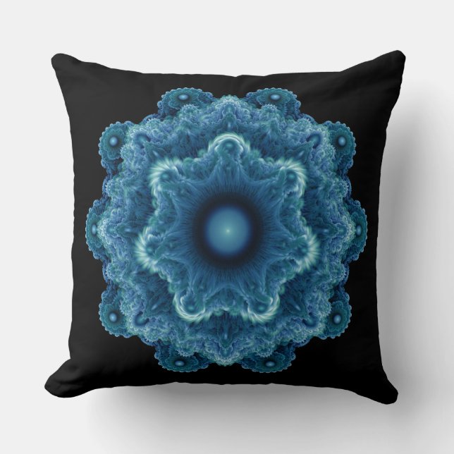 Cojín Decorativo Patrón natural azul fractal (Anverso)