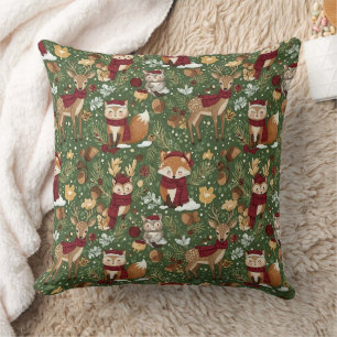 Cojín Decorativo Patrón navideño escandinavo del bosque