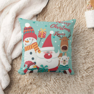 Cojín Decorativo Patrón Navideño Rojo Manta de Santa de Dibujos Ani