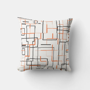 Cojín Decorativo Patrón negro Naranja elegante