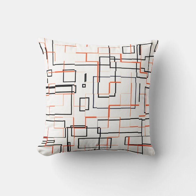 Cojín Decorativo Patrón negro Naranja elegante (Anverso)
