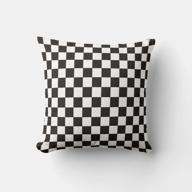 Cojín Decorativo Patrón negro y blanco de verificación (Anverso)