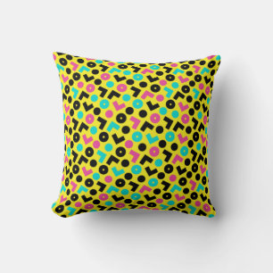 Cojín Decorativo Patrón negro y neón amarillo y azul de 80/90