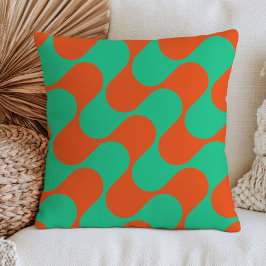 Cojín Decorativo Patrón ondulado abstracto naranja quemado y verde