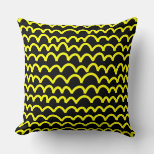 Cojín Decorativo Patrón ondulado - Amarillo sobre negro