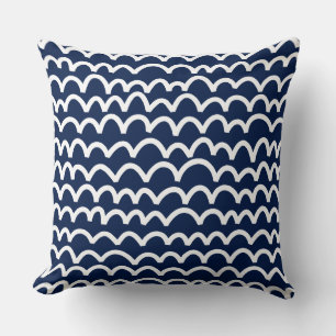 Cojín Decorativo Patrón ondulado - Blanco sobre azul Dk 001744